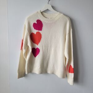 Lou & Grey for loft womens Heart Sweater size M Pullover lightweight oversized